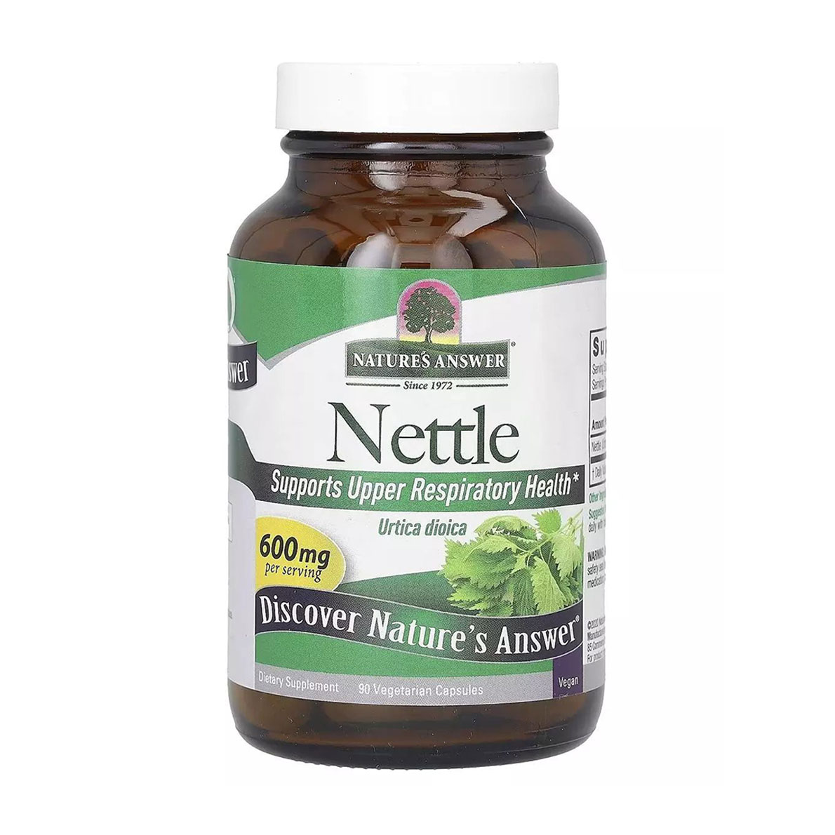 Кропива Nature's Answer Nettle, 600 мг, 90 вегетаріанських капсул